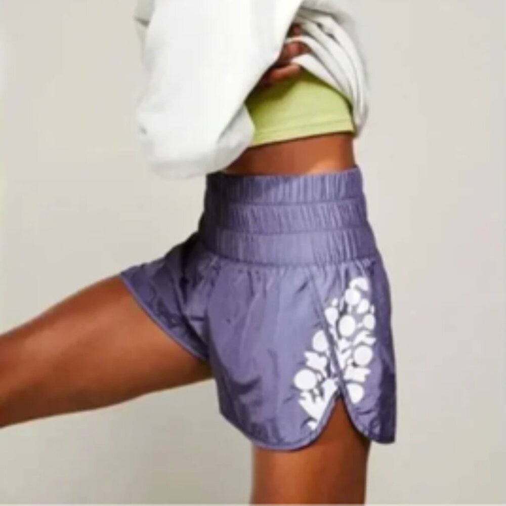 Free People Movement The Way Home High Rise Shorts Purple w/Floral -  Size Small